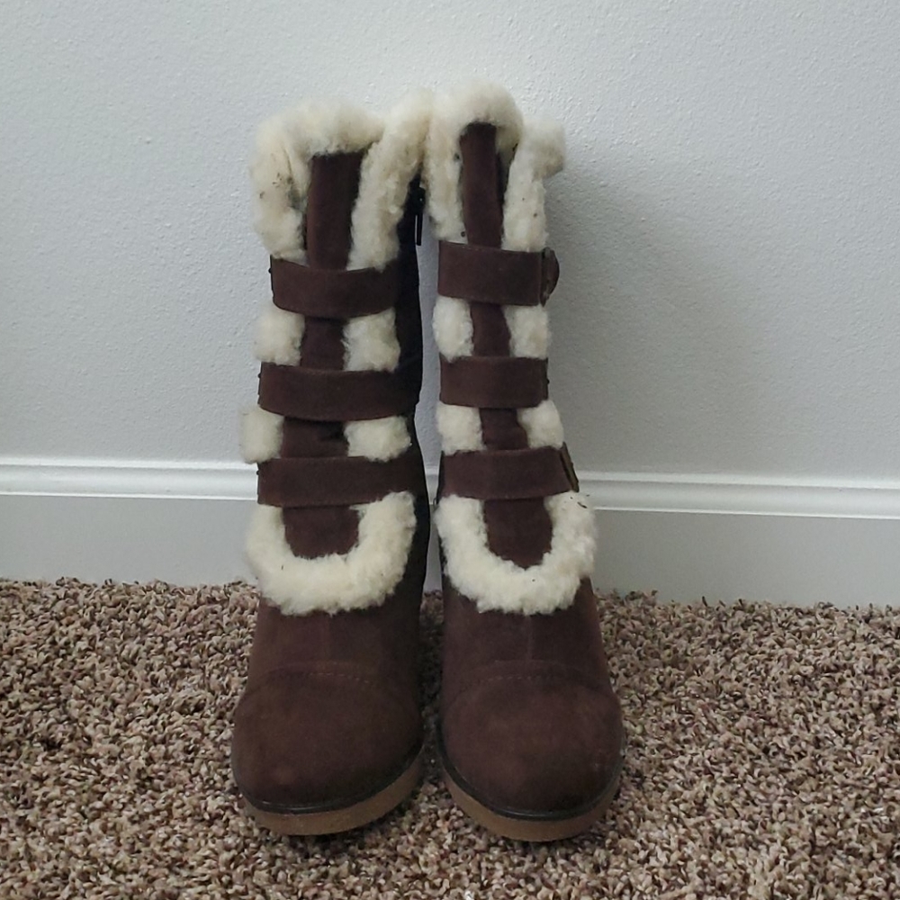 Charlotte Russe Brown Wedge Faux Boots